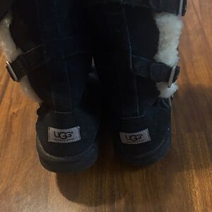 UGG Black Boots with Cream Fur Accents